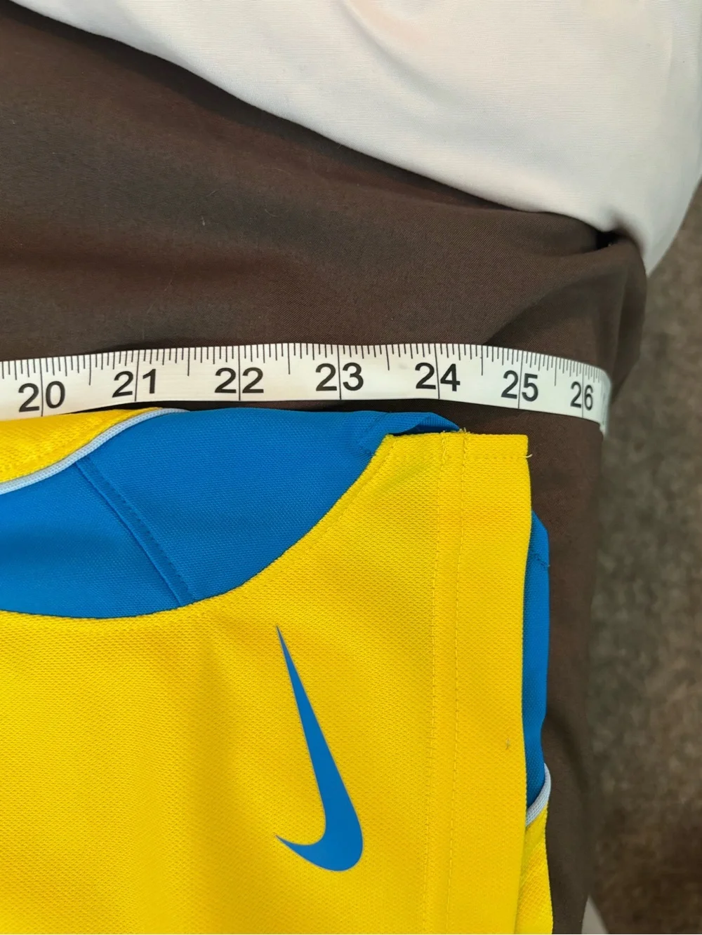 Nike Men’s KD Yellow Athletic Shorts with Blue Accents